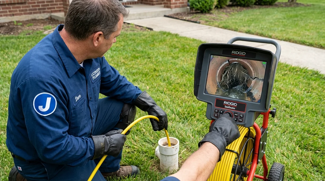 Sewer camera inspection being performed by Johns Plumbing LLC in Montvale