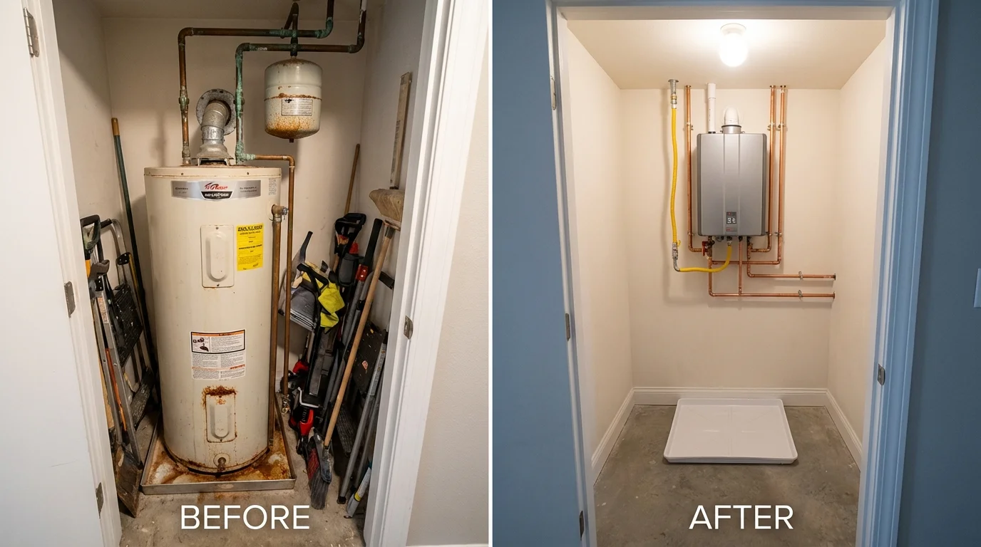 Tank water heater versus wall-mounted tankless unit comparison for Montvale, NJ homeowners